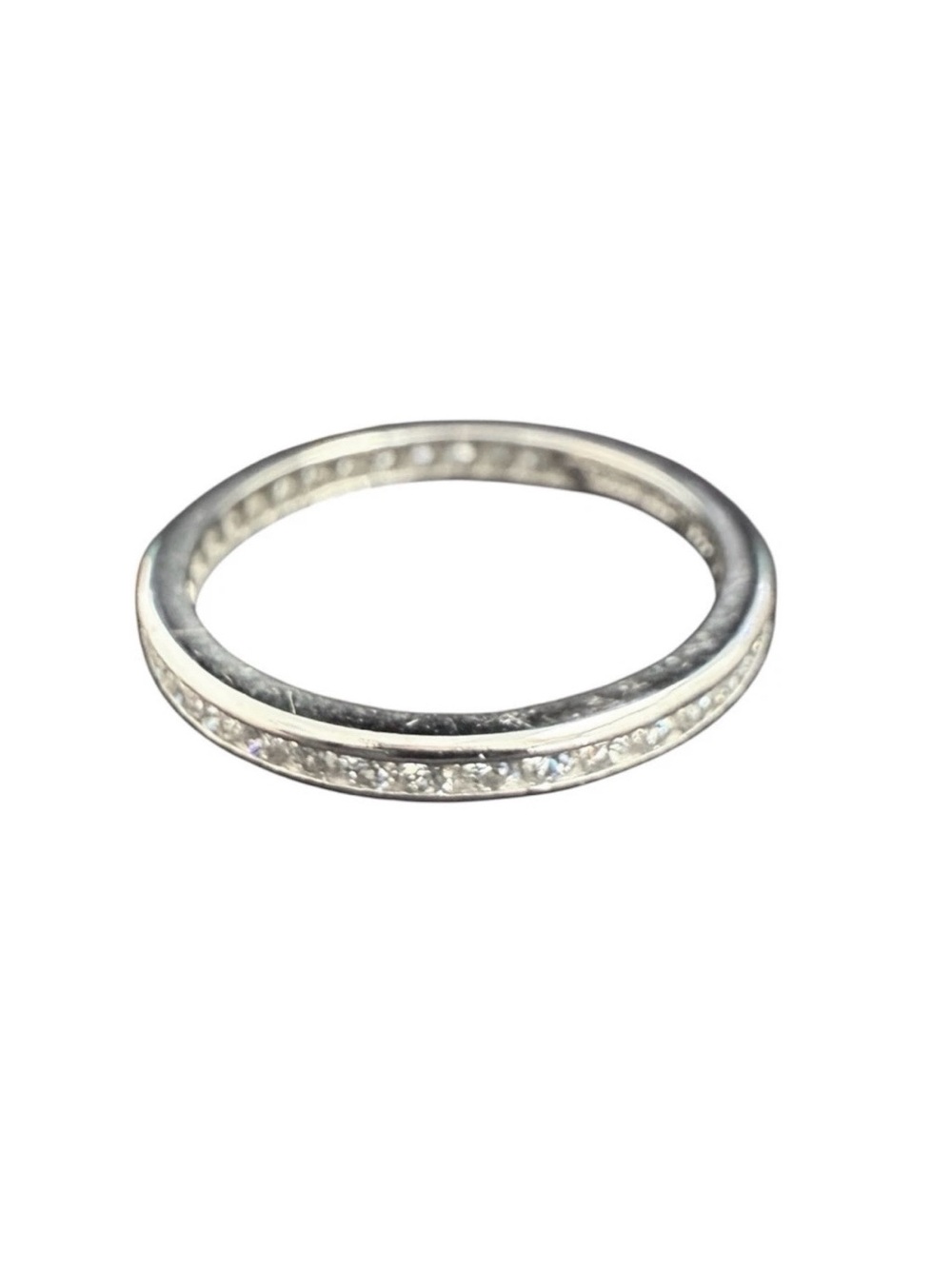 Tiffany & Co. Platinum Diamond Wedding Band 1.4mm Size 5.5 Channel Set With Box